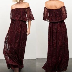 Baltic Born Burgundy Off-Shoulder Maxi Dress